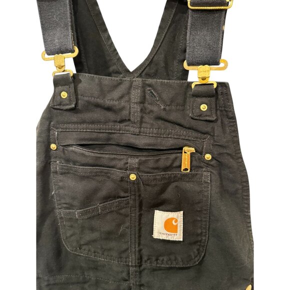 Carhartt Black Bib Overalls With Adjustable Straps & Multiple Pockets 32X30 R01- - Picture 5 of 11